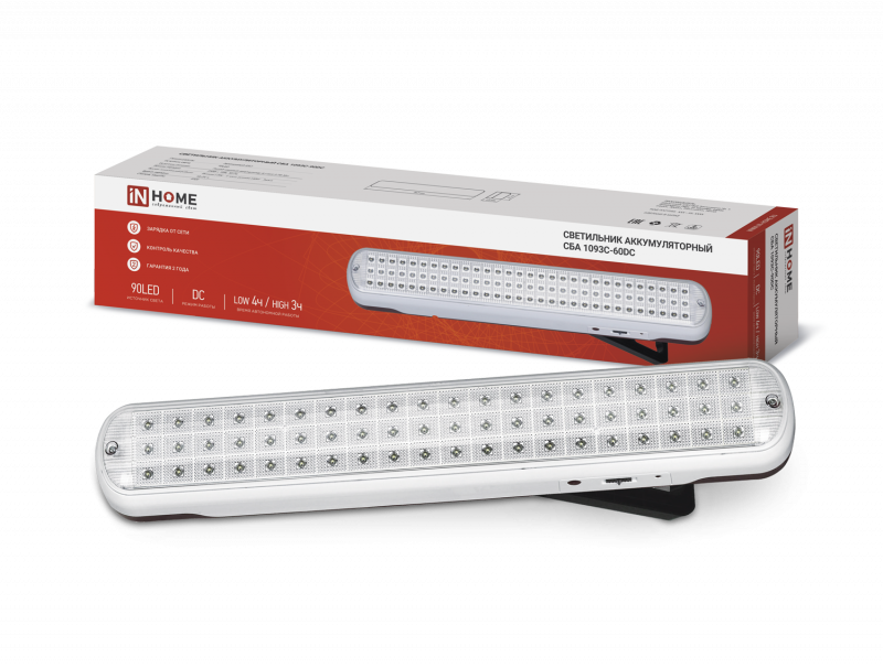 Светильник светодиодный аварийный СБА 1093С-90DC 90LED Li-ion DC IN HOME