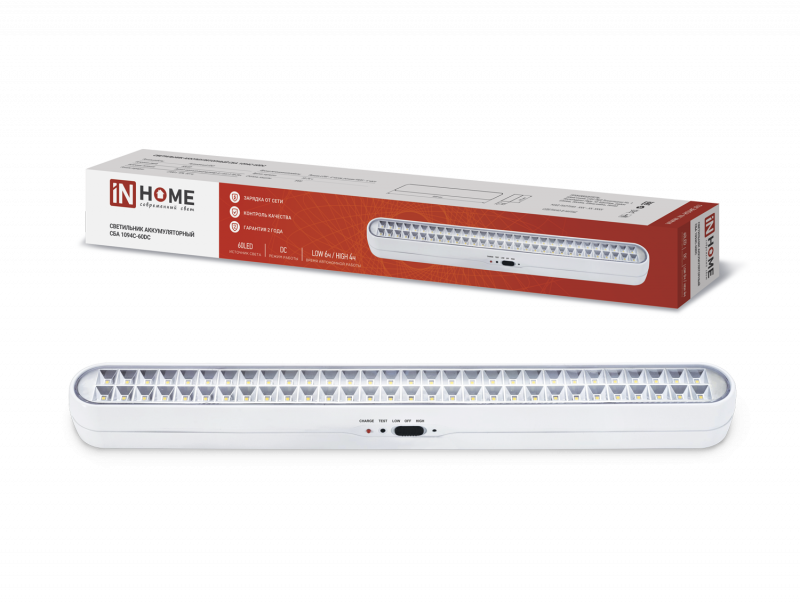 Светильник светодиодный аварийный СБА 1094-60DC 60LED 2.2Ah lithium battery DC IN HOME