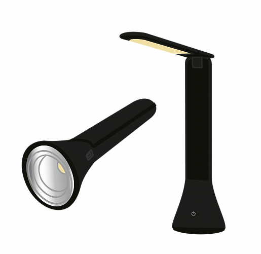 Светильник настольный светодиодный многофункциональный трансформер (фонарь) с аккумулятором, 6 Вт черный