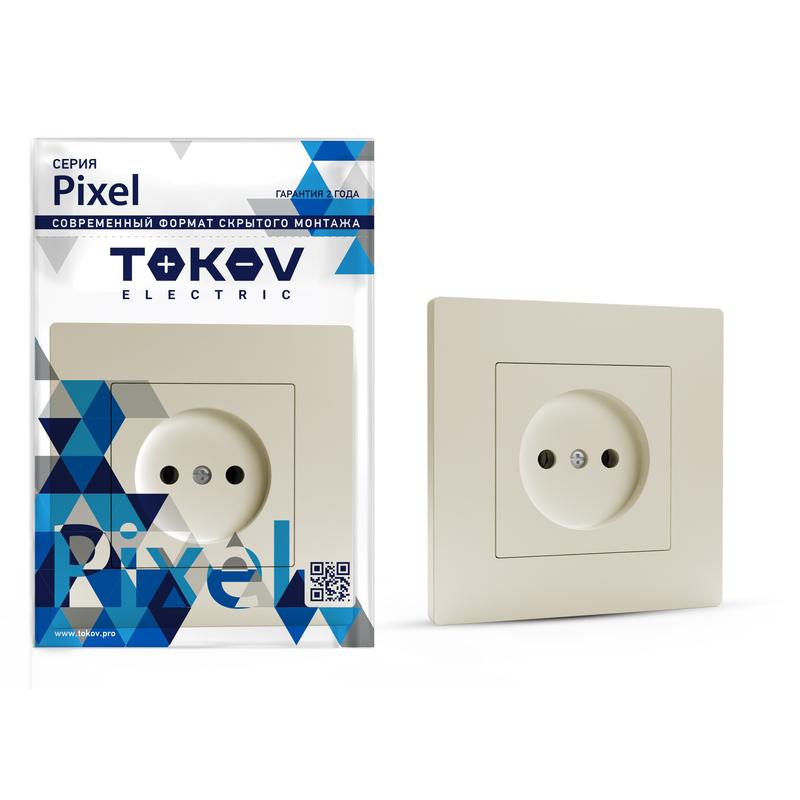 Розетка 1-м СП Pixel 16А IP20 без заземл. в сборе беж. TOKOV ELECTRIC TKE-PX-R1F-C02